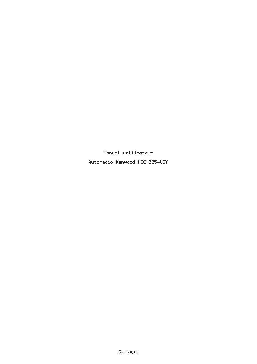 Page 1 de la notice Manuel utilisateur Kenwood KDC-3354UGY