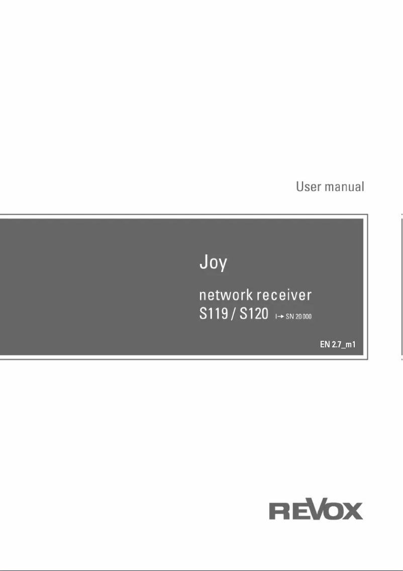 Page 1 de la notice Manuel utilisateur Revox Joy S120 MK2