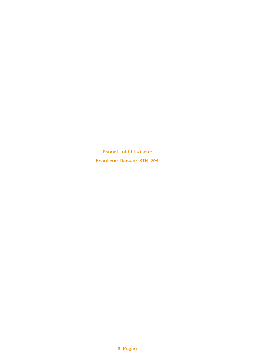 Page 1 de la notice Manuel utilisateur Denver BTH-204