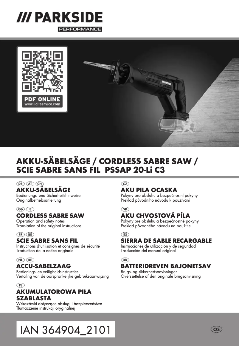 Page 1 de la notice Manuel utilisateur Parkside PSSAP 20-Li C3