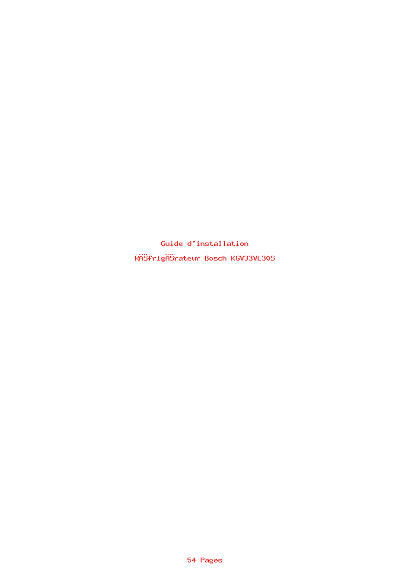 Page 1 de la notice Guide d'installation Bosch KGV33VL30S