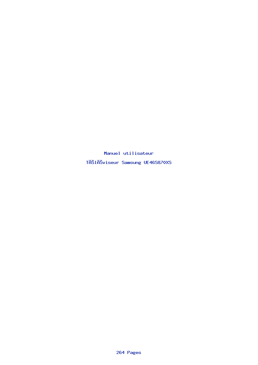 Page 1 de la notice Manuel utilisateur Samsung UE46S870XS