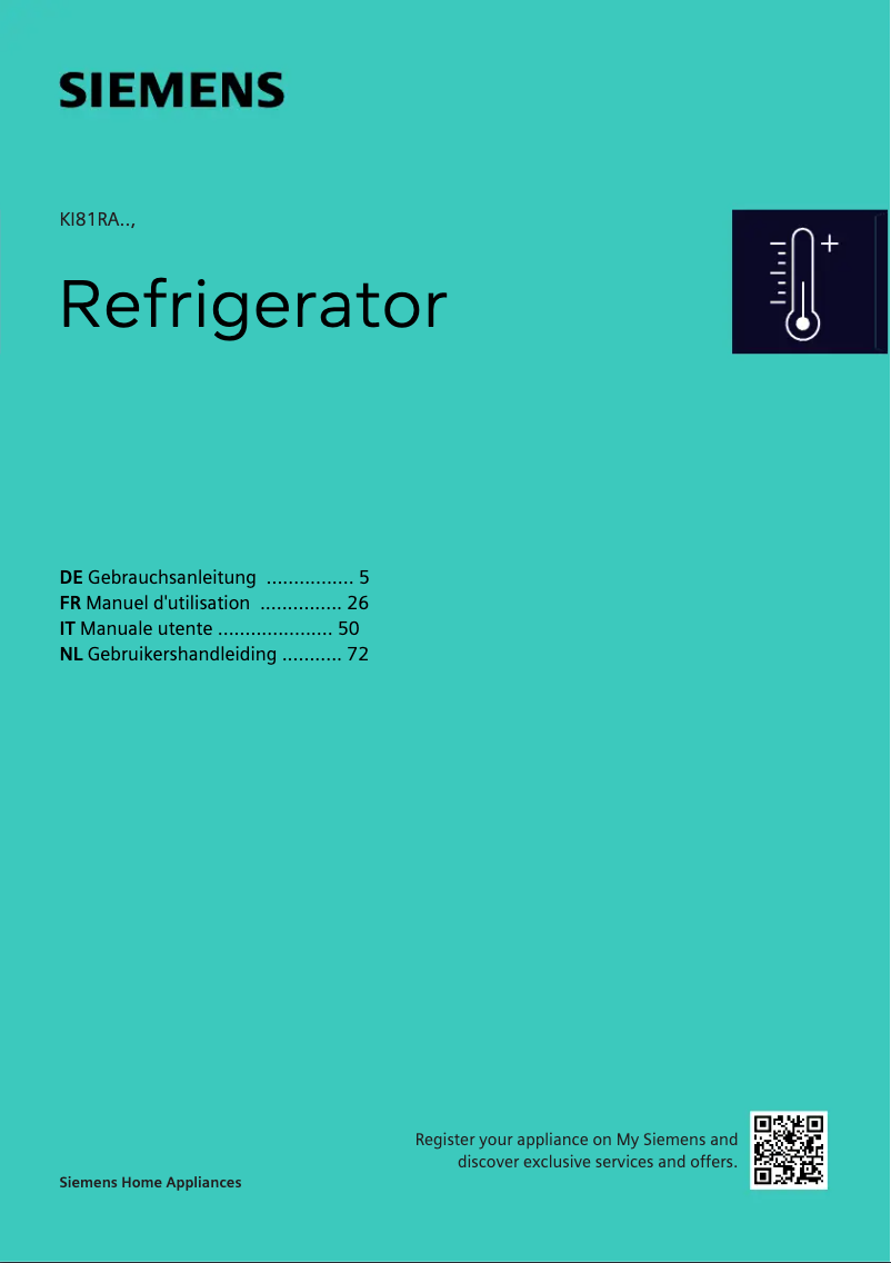 Page 1 de la notice Manuel utilisateur Siemens KI81REDD0