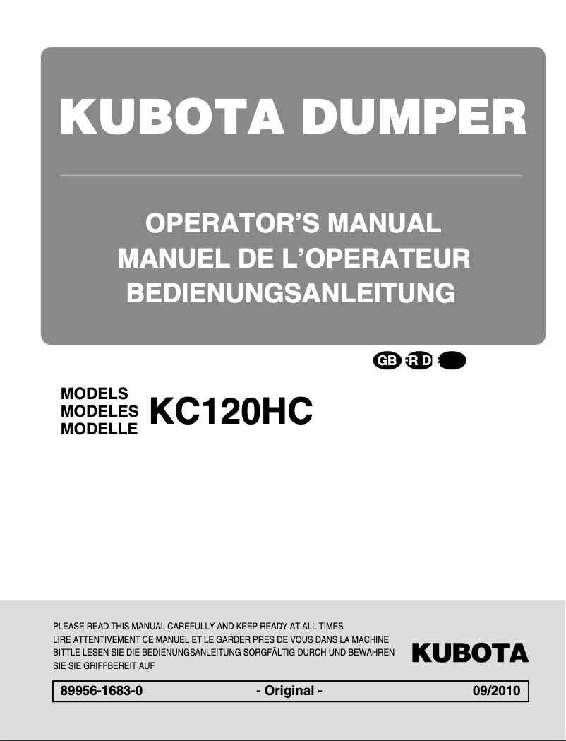 Page 1 de la notice Manuel utilisateur Kubota KC120