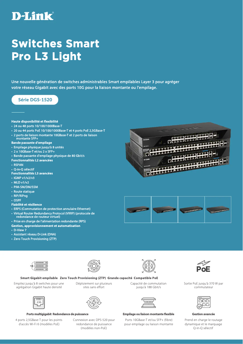 Page 1 of the manual Technical Sheet D-Link DGS-1520