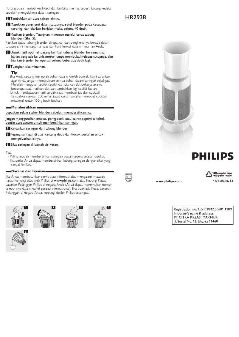 Página 1 del manual Manual de usuario Philips HR2938