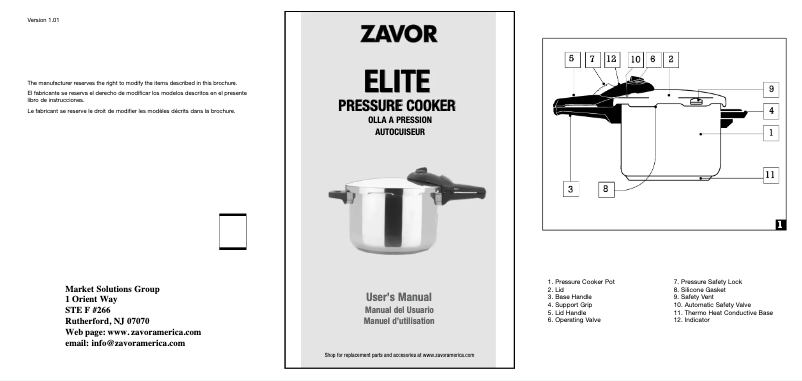 Page 1 of the manual User Manual Zavor Elite ZCWEL01