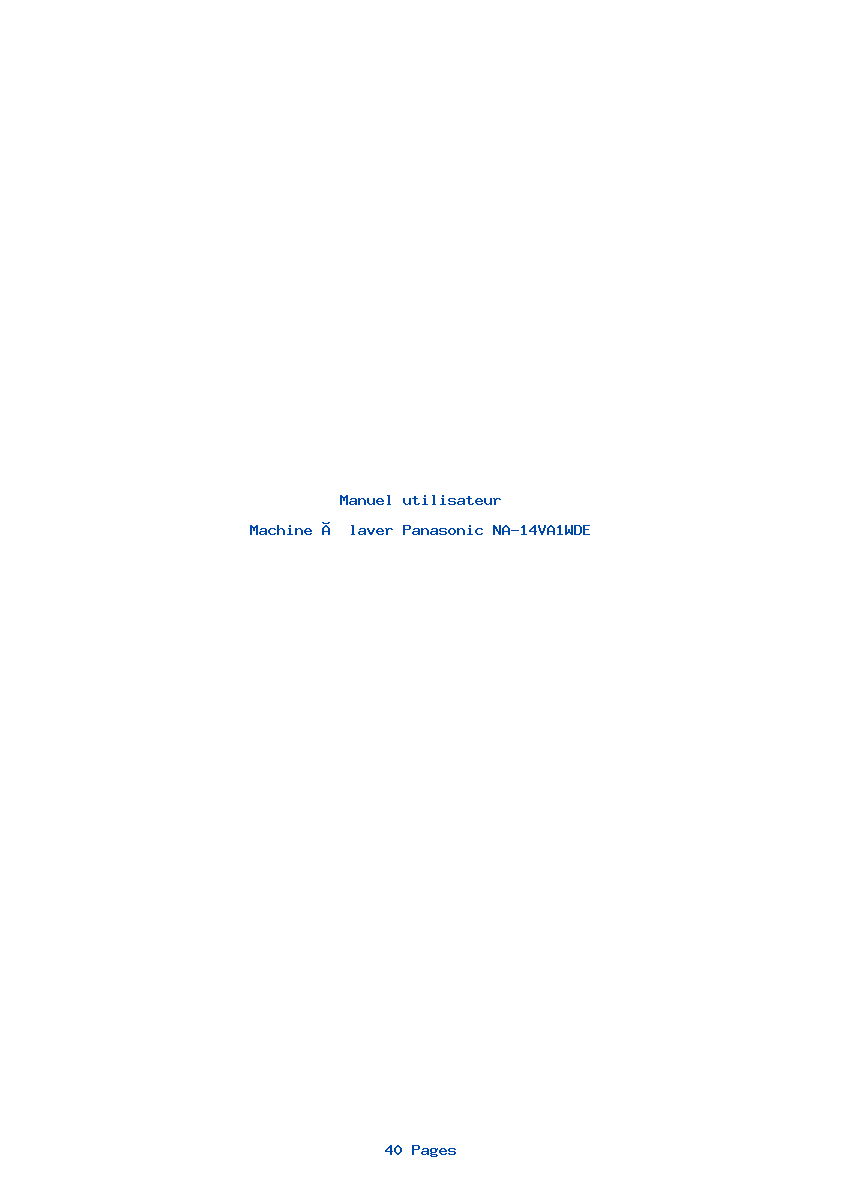 Page 1 de la notice Manuel utilisateur Panasonic NA-14VA1WDE