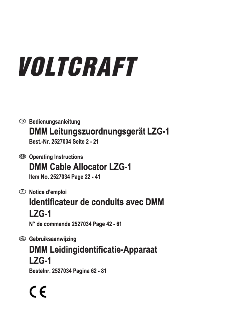 Page 1 de la notice Manuel utilisateur Voltcraft LZG-1