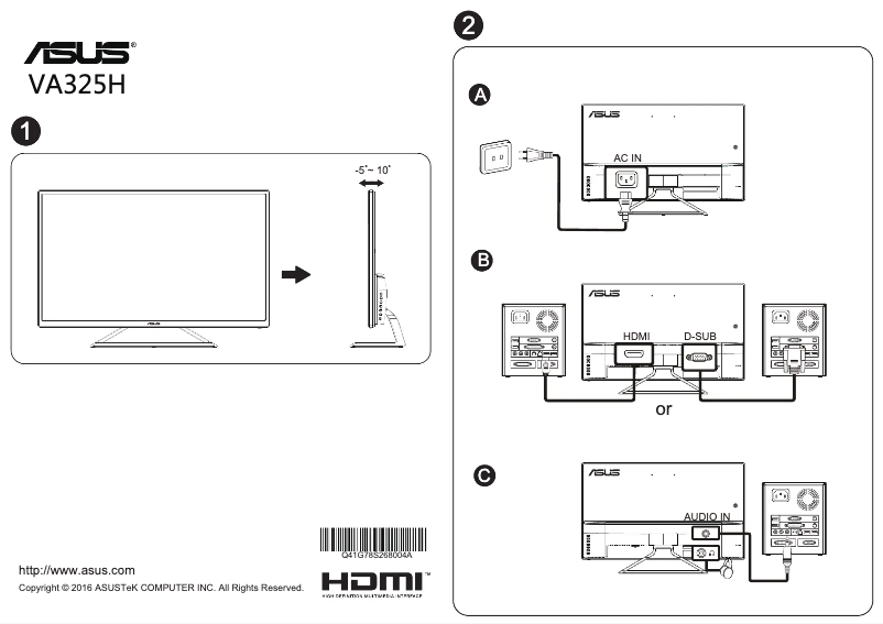 Page 1 de la notice Manuel utilisateur Asus VA325H