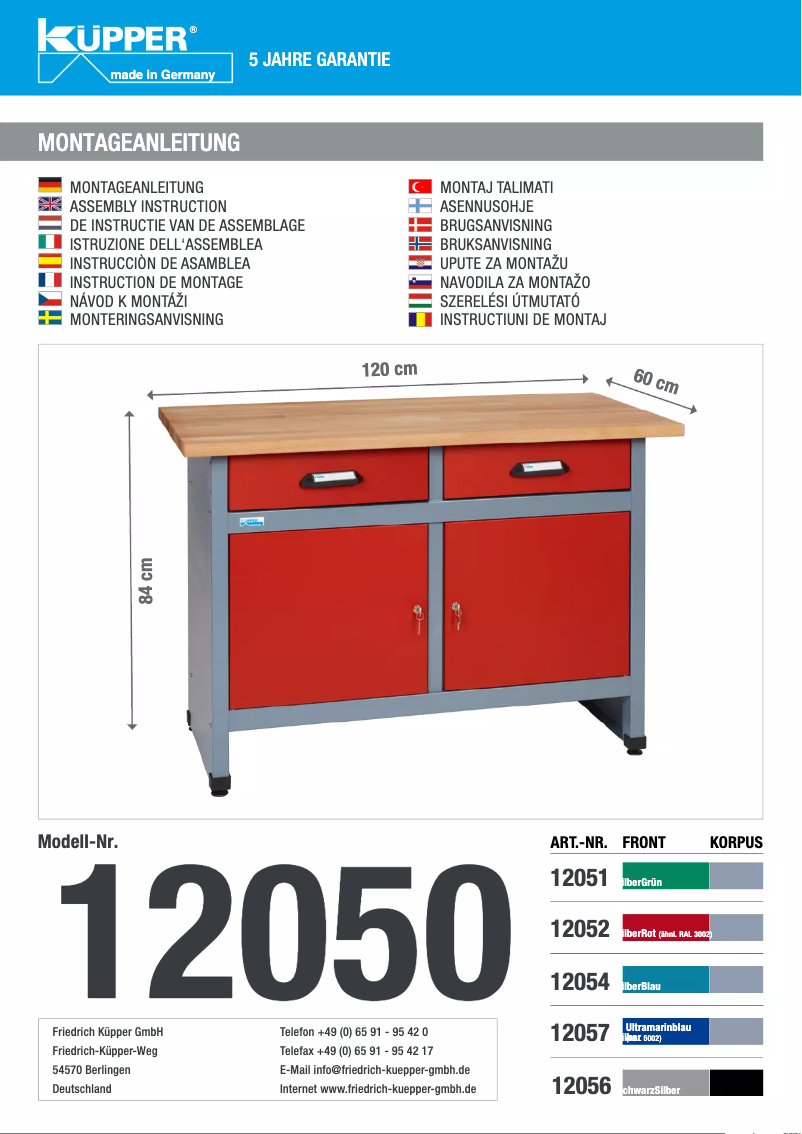 Page 1 de la notice Manuel utilisateur Küpper 12052