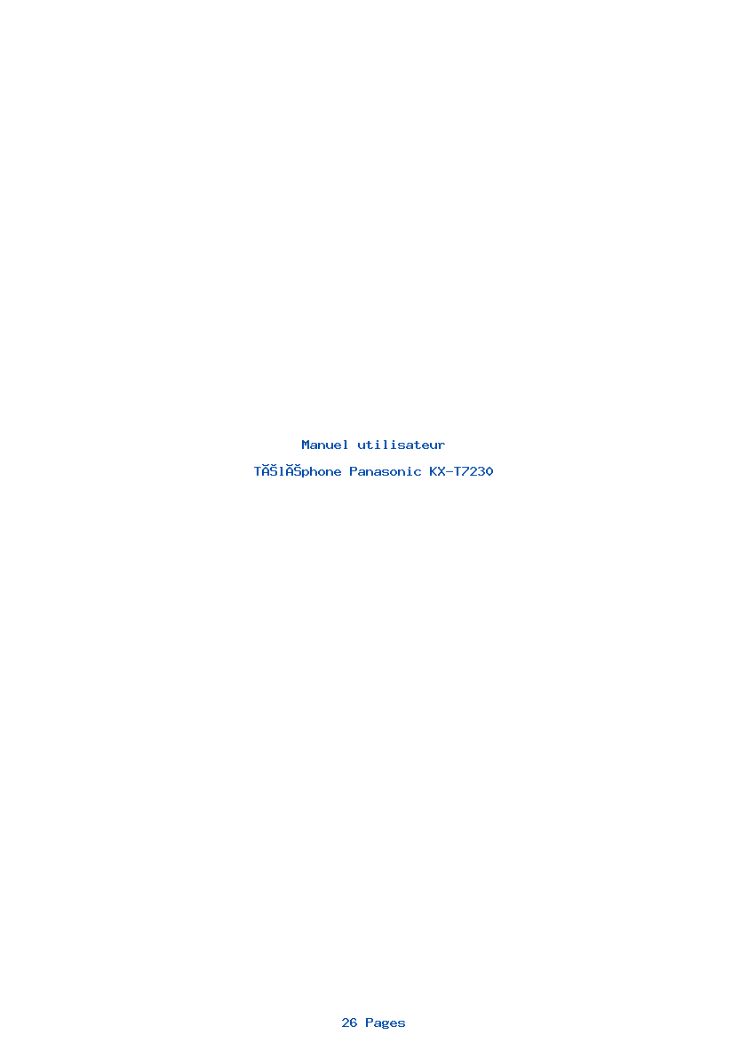 Page 1 de la notice Manuel utilisateur Panasonic KX-T7230