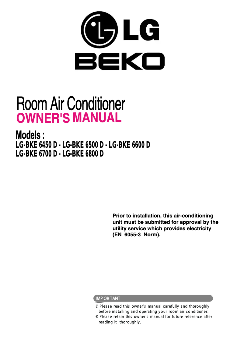 Page 1 de la notice Manuel utilisateur LG-Beko LG-BKE 6800 D