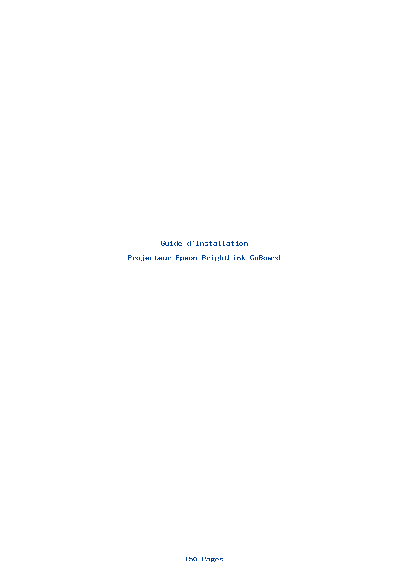 Page 1 de la notice Guide d'installation Epson BrightLink GoBoard