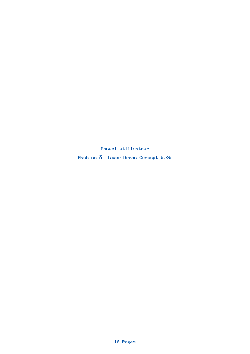 Page 1 de la notice Manuel utilisateur Drean Concept 5.05