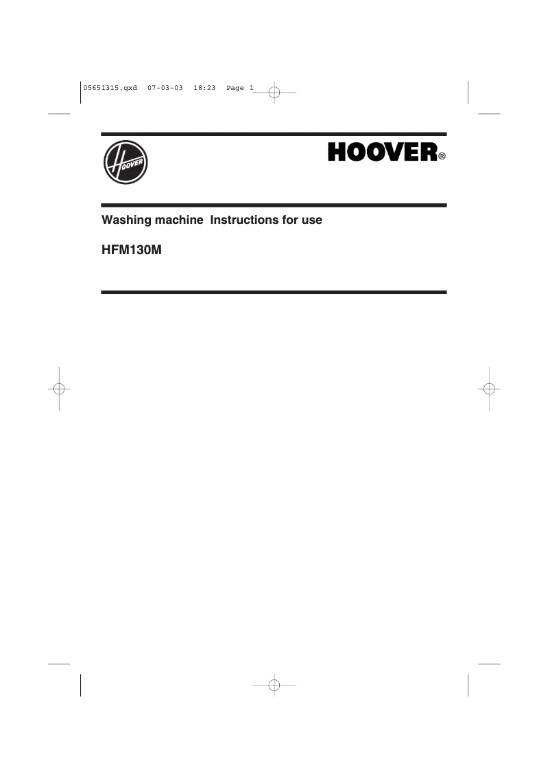 Page 1 de la notice Manuel utilisateur Hoover HFM130 MUK