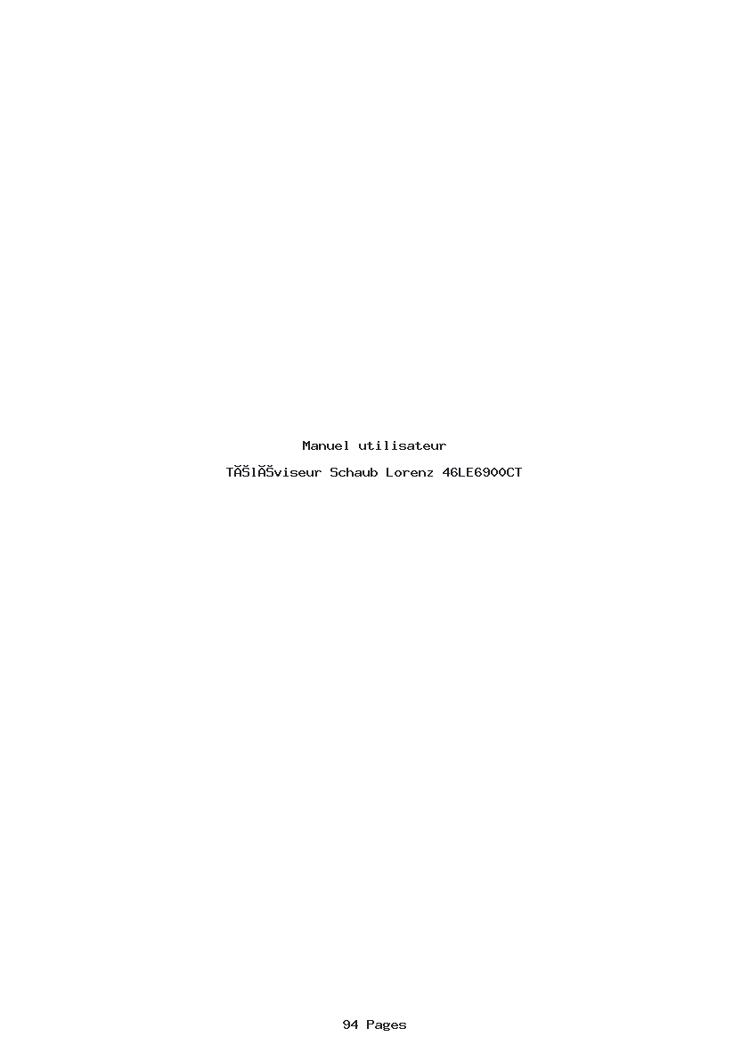 Page 1 de la notice Manuel utilisateur Schaub Lorenz 46LE6900CT