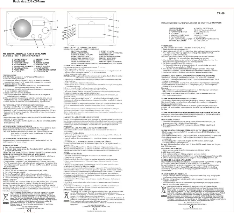 Página 1 del manual Manual de usuario Denver TR-36