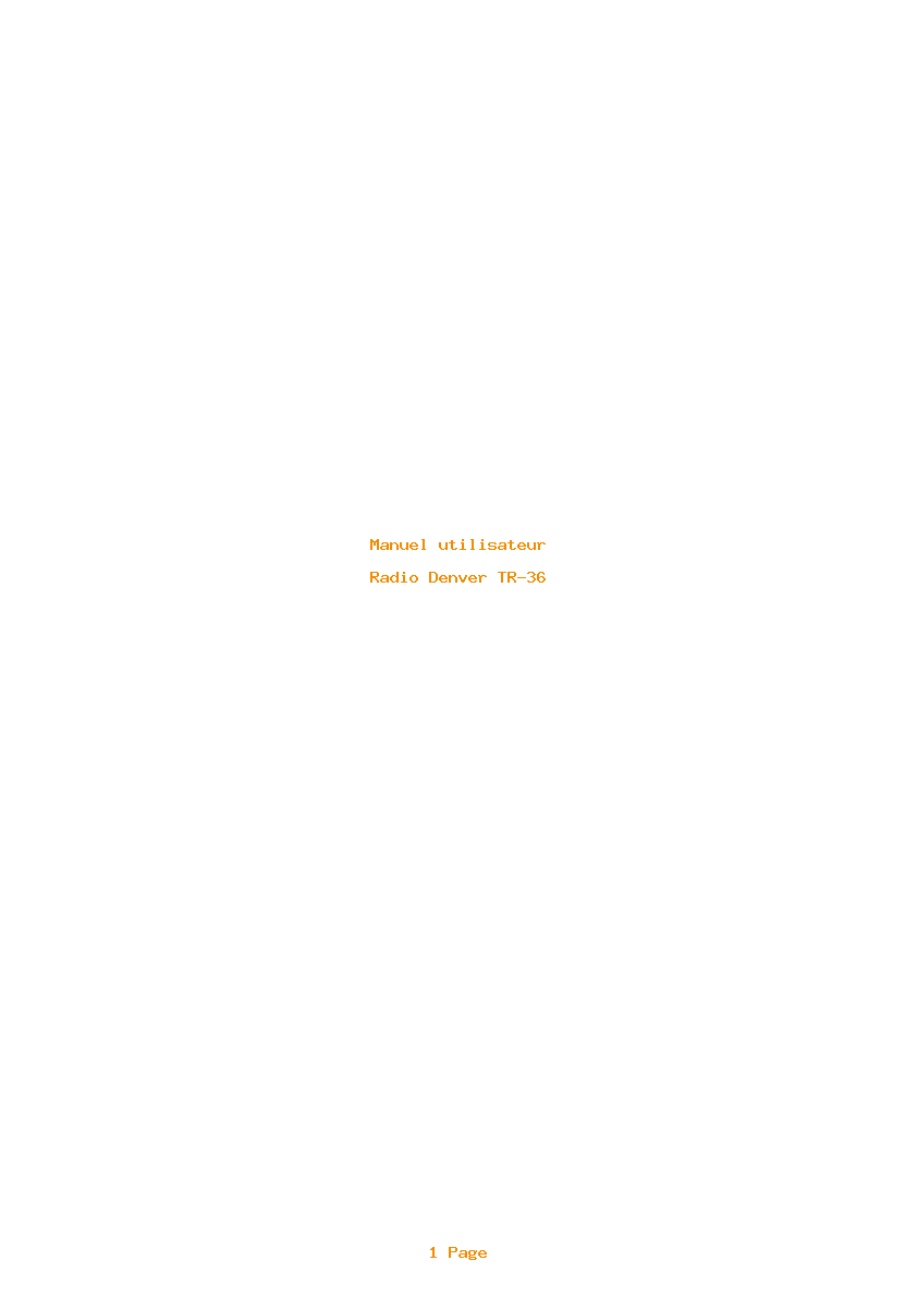 Page 1 de la notice Manuel utilisateur Denver TR-36
