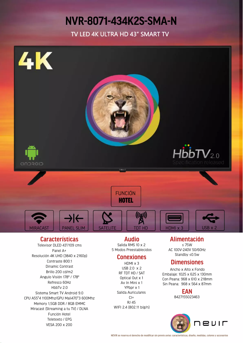 Page 1 de la notice Brochure Nevir NVR-8071-434K2S-SMA-N