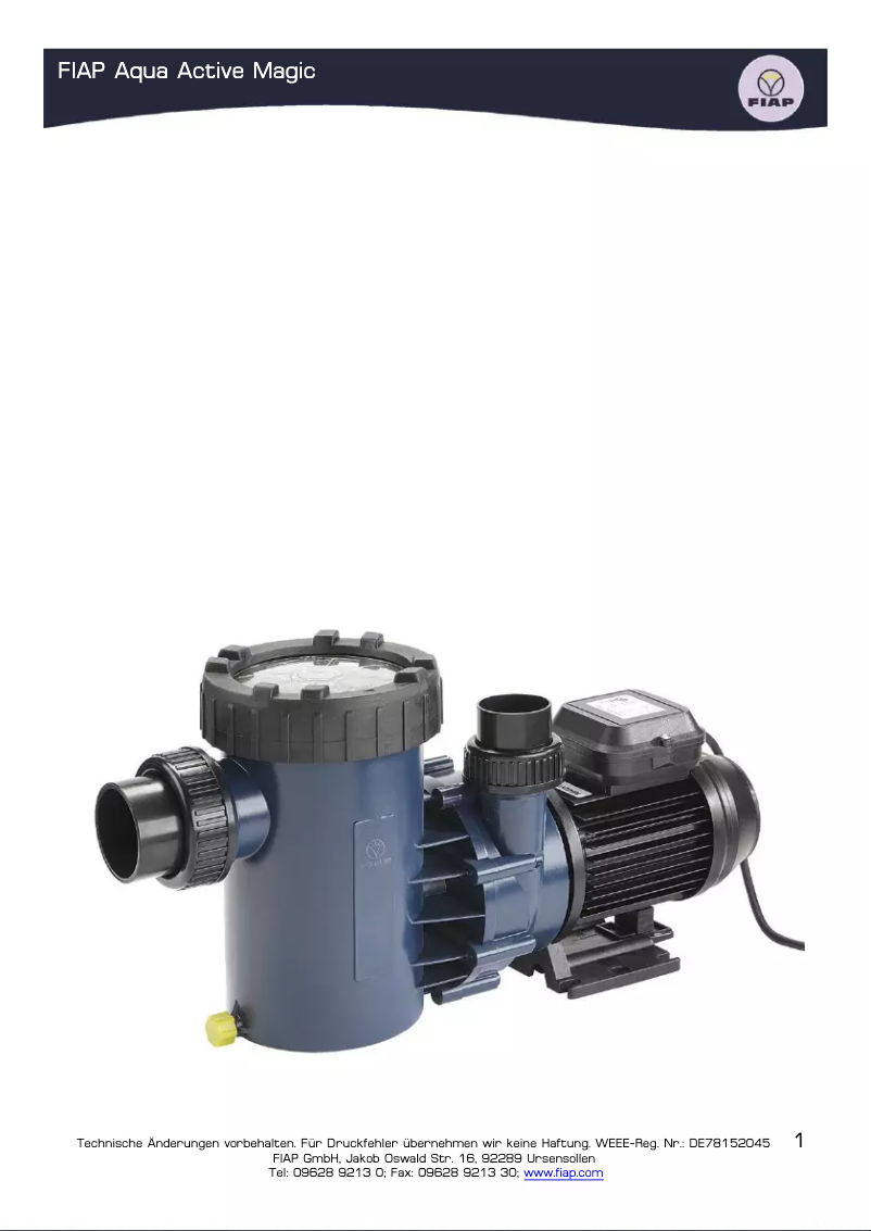 Page 1 of the manual User Manual Fiap Aqua Active Magic 10.000