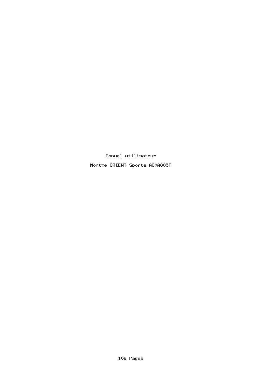 Page 1 de la notice Manuel utilisateur ORIENT Sports AC0A005T