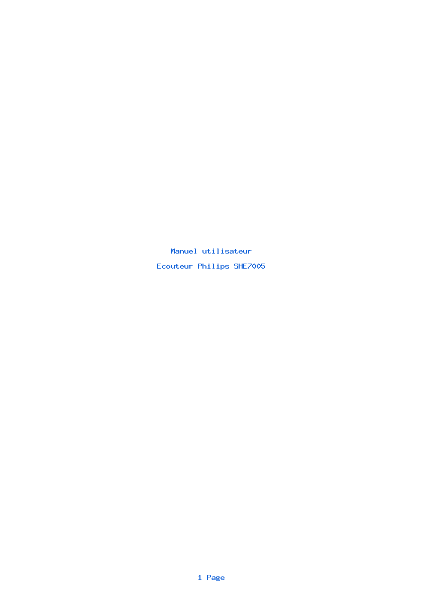Page 1 de la notice Manuel utilisateur Philips SHE7005