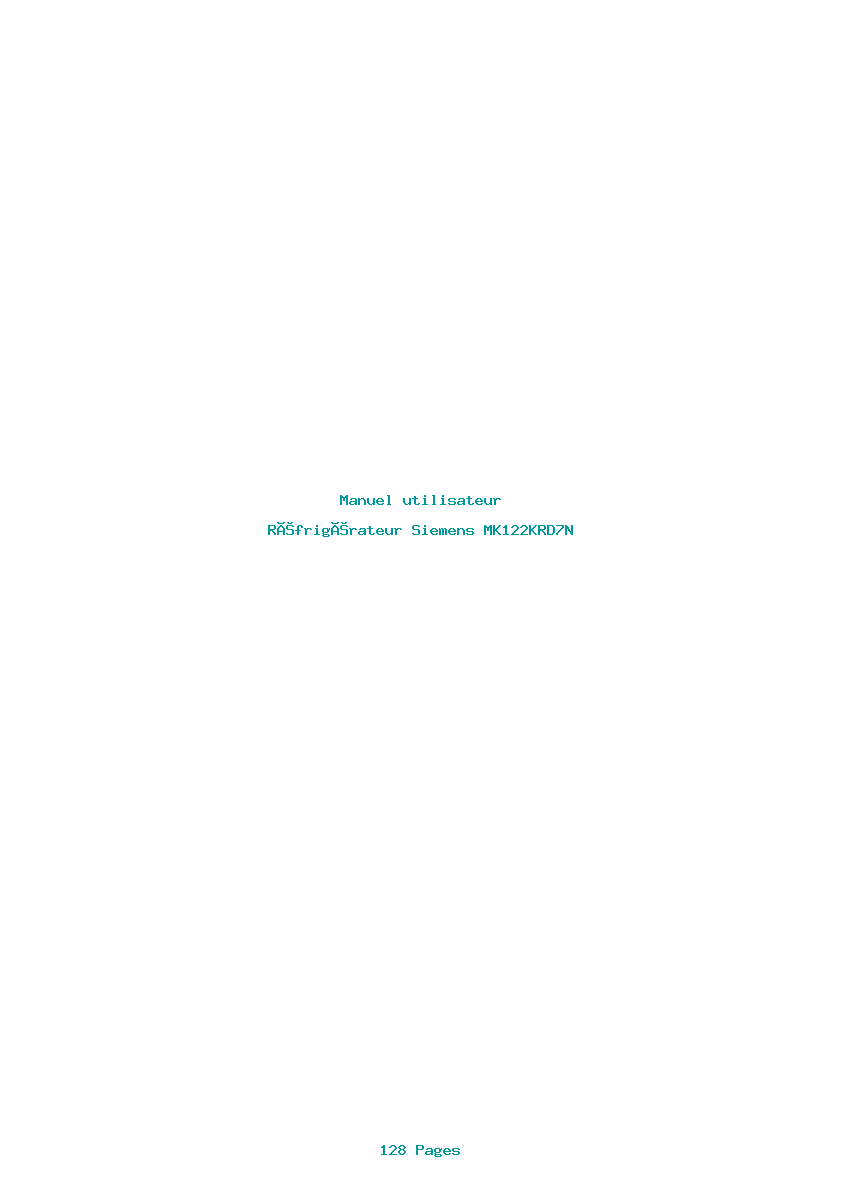 Page 1 de la notice Manuel utilisateur Siemens MK122KRD7N