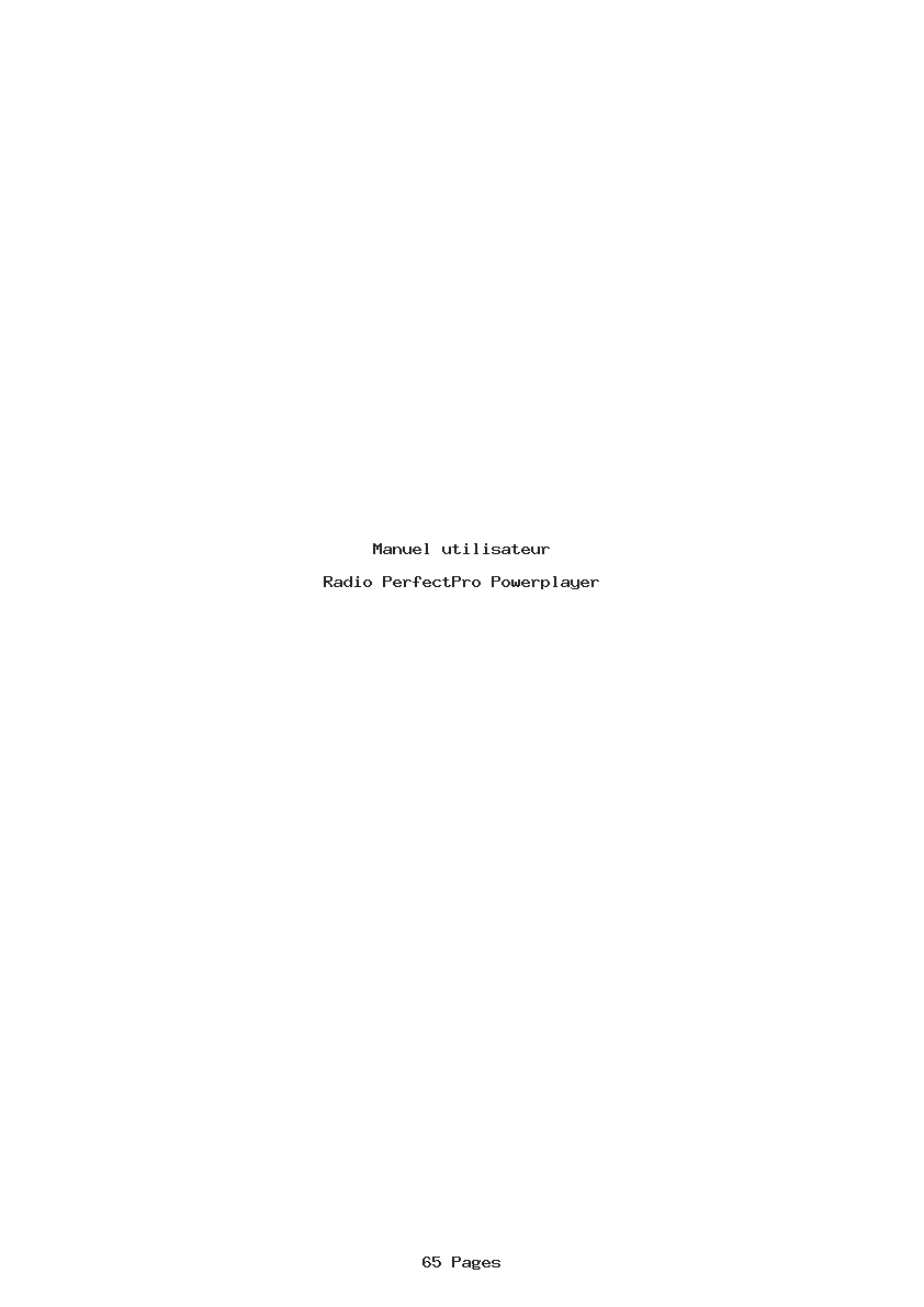 Page 1 de la notice Manuel utilisateur PerfectPro Powerplayer