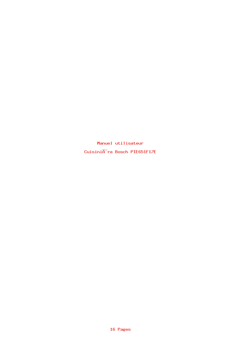Page 1 de la notice Manuel utilisateur Bosch PIE651F17E