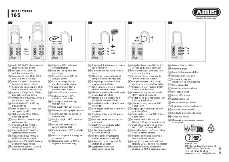Page 1 of the manual User Manual Abus 165er