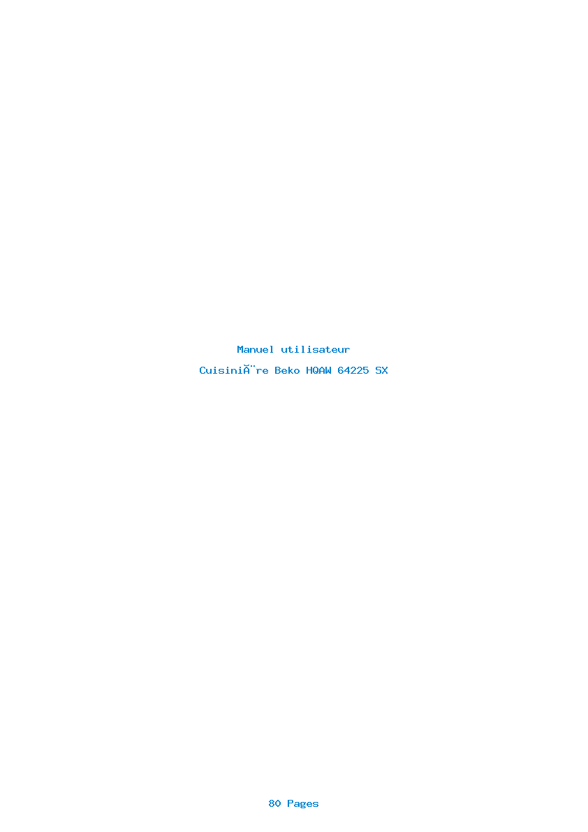Page 1 de la notice Manuel utilisateur Beko HQAW 64225 SX