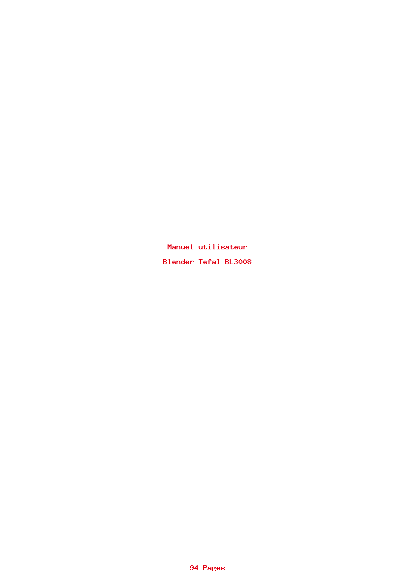 Page 1 de la notice Manuel utilisateur Tefal BL3008