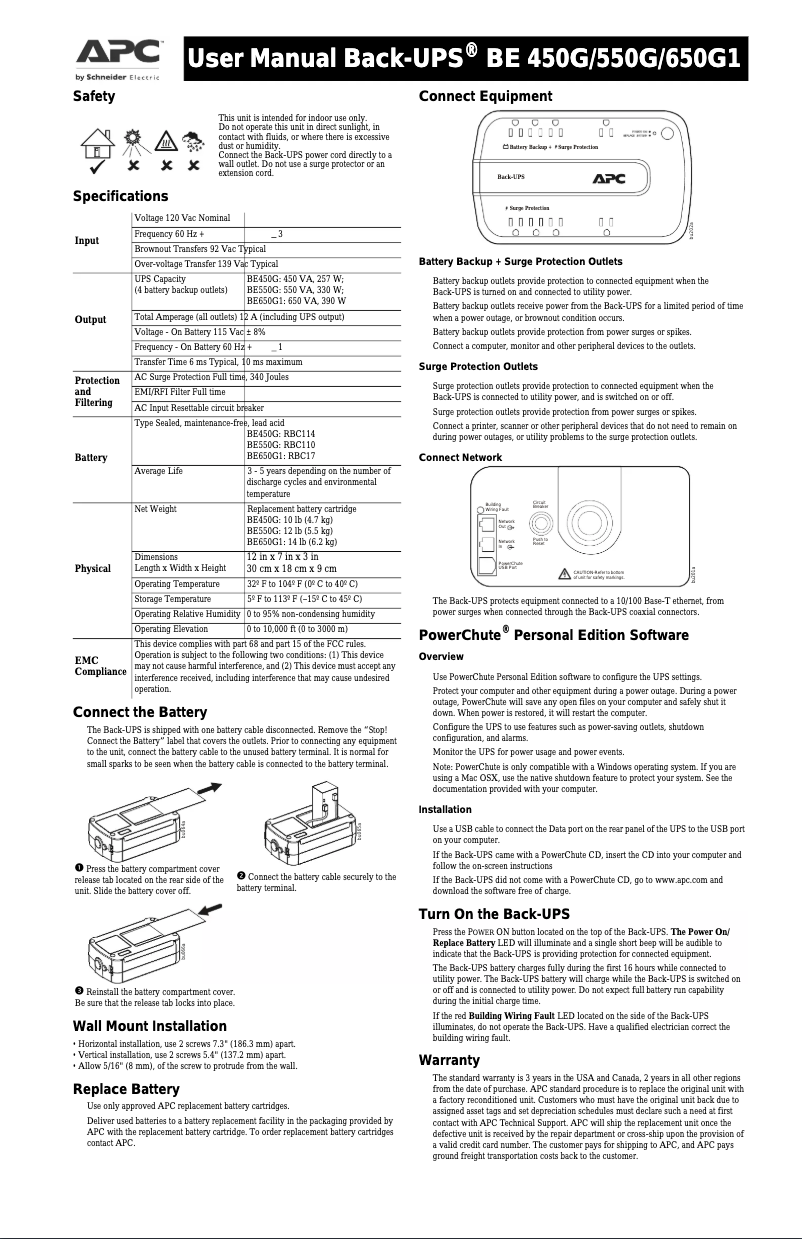 Página 1 del manual Manual de usuario APC Back-UPS 550