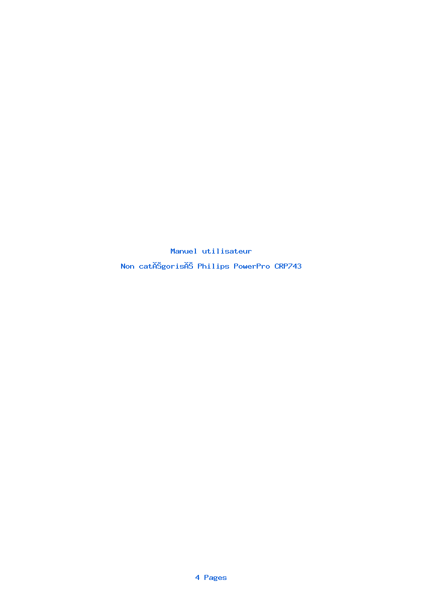 Page 1 de la notice Manuel utilisateur Philips PowerPro CRP743