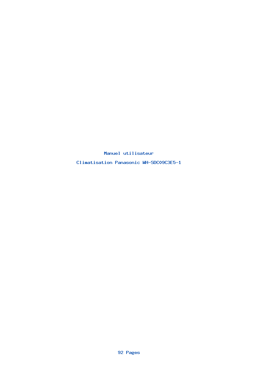 Page 1 de la notice Manuel utilisateur Panasonic WH-SDC09C3E5-1