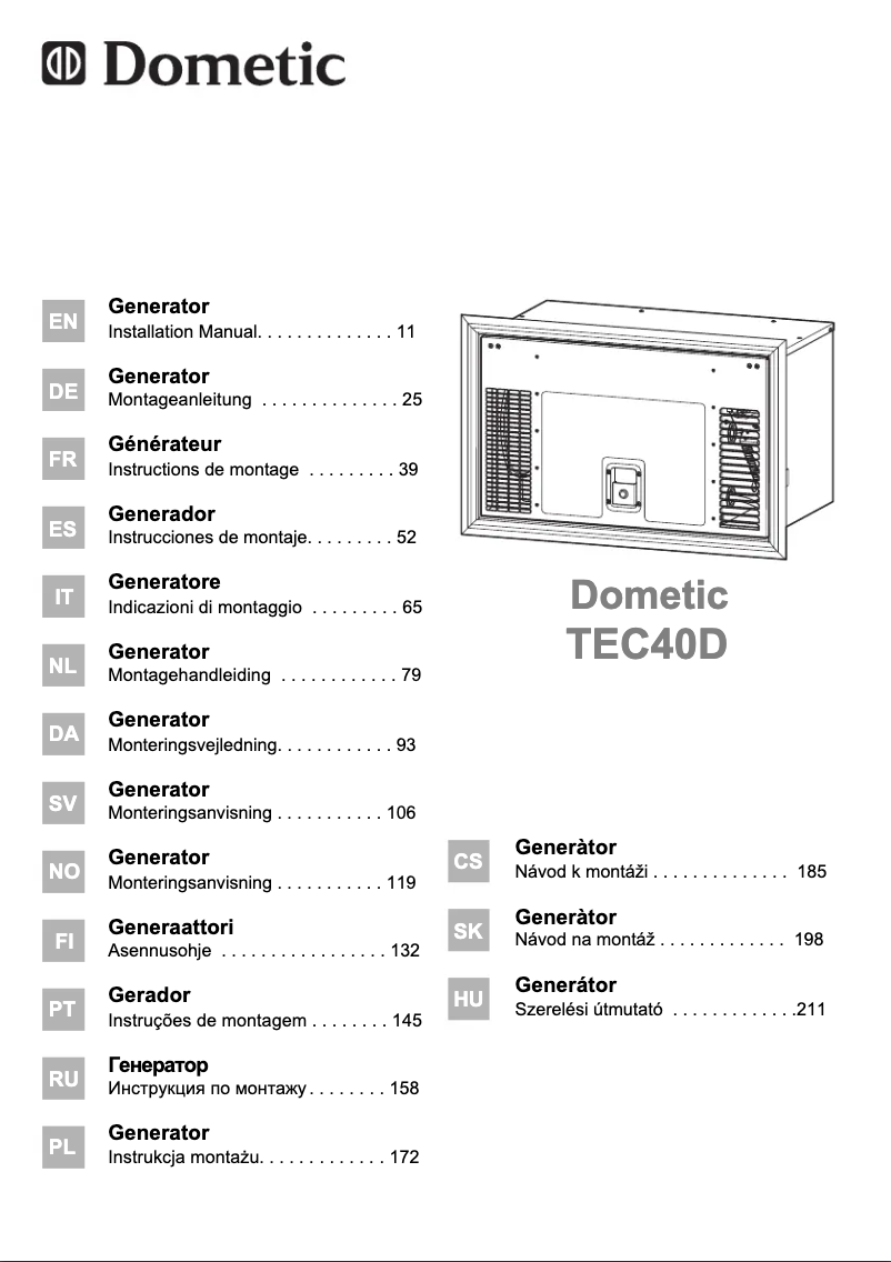 Page 1 de la notice Manuel utilisateur Dometic TEC 40D