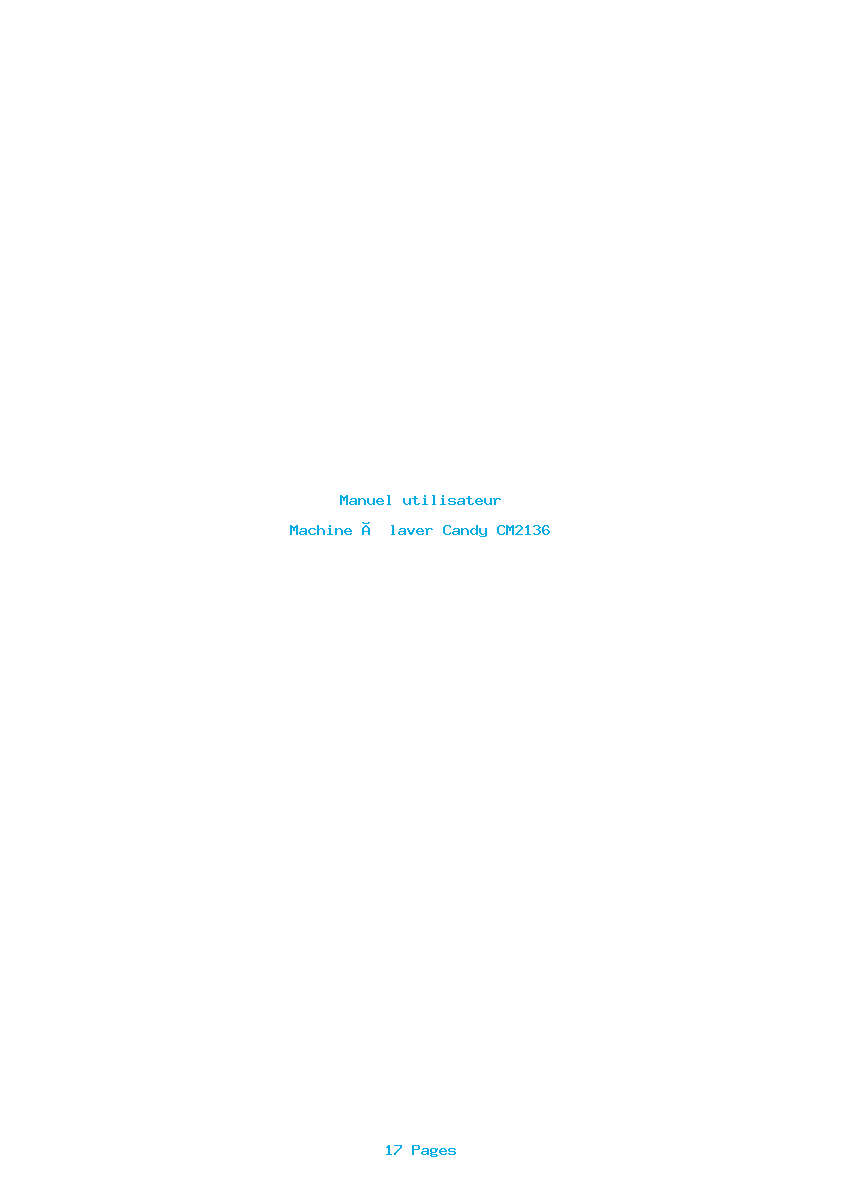 Page 1 de la notice Manuel utilisateur Candy CM2136