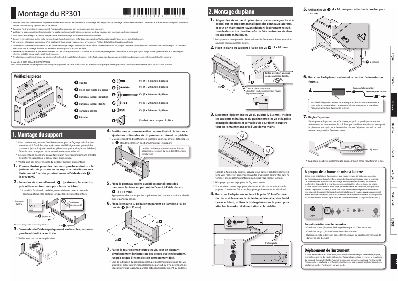 Page 1 de la notice Instructions / montage Roland RP-301