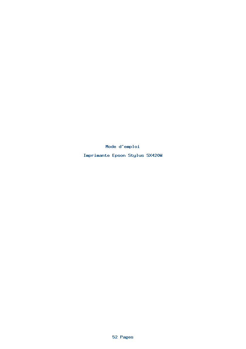 Page 1 de la notice Mode d'emploi Epson Stylus SX420W