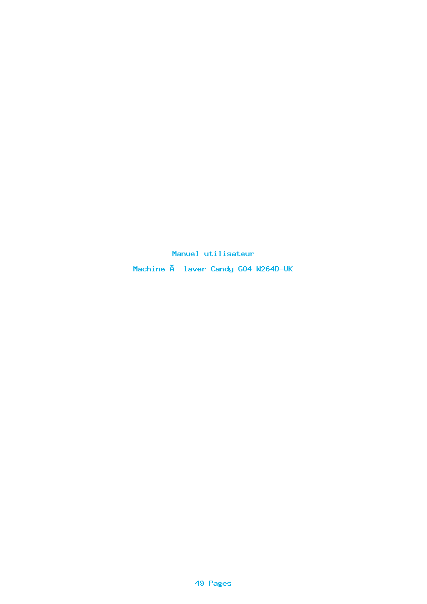 Page 1 de la notice Manuel utilisateur Candy GO4 W264D-UK