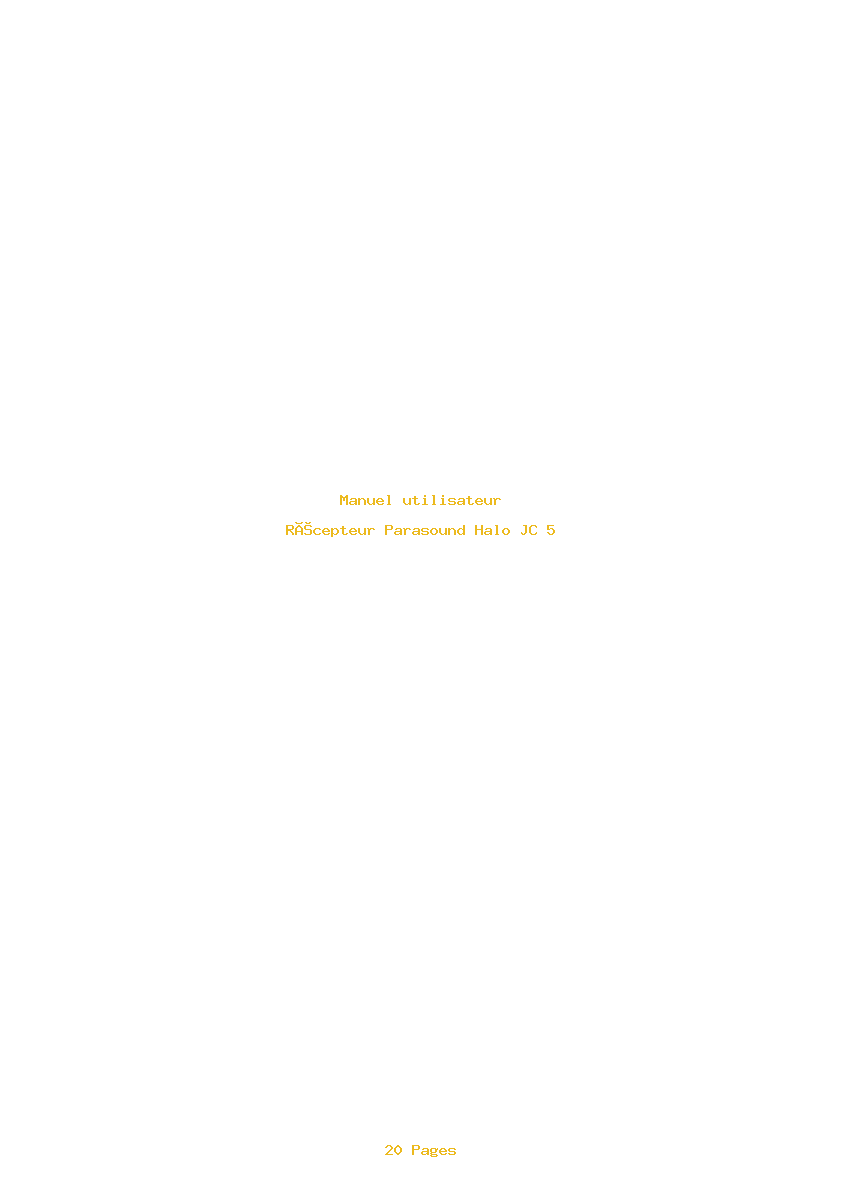 Page 1 de la notice Manuel utilisateur Parasound Halo JC 5