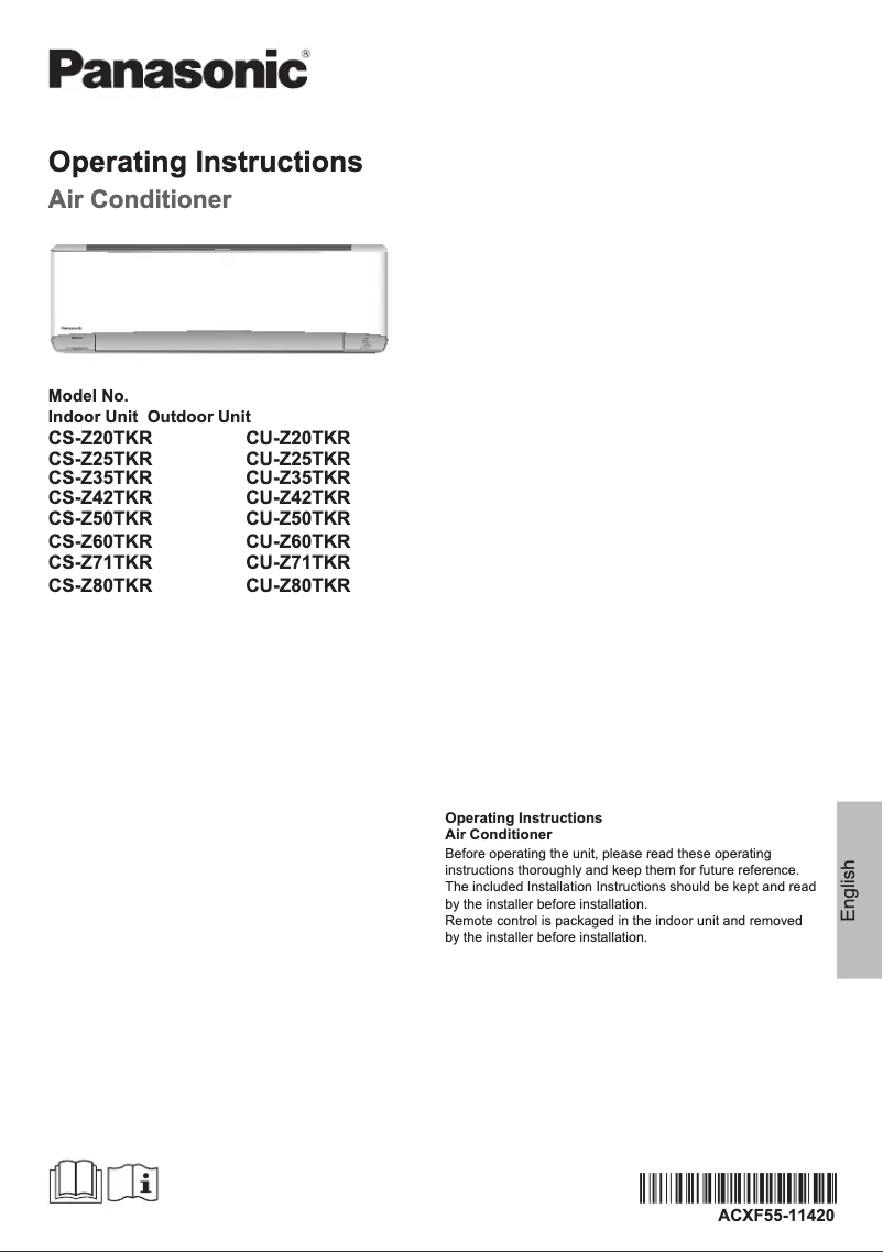 Página 1 del manual Manual de usuario Panasonic CU-Z42TKR
