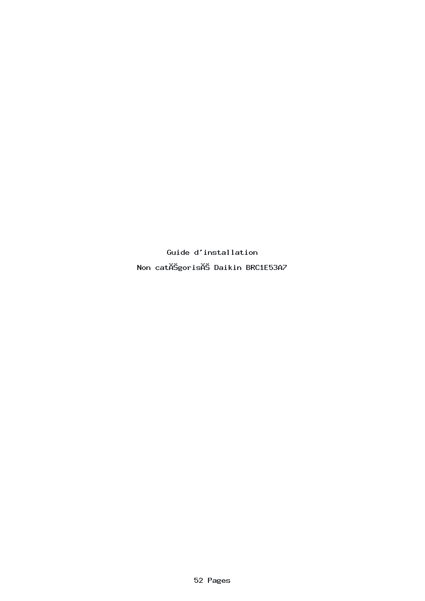 Page 1 de la notice Guide d'installation Daikin BRC1E53A7
