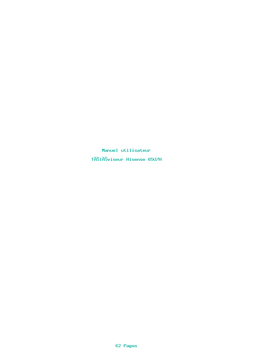 Page 1 de la notice Manuel utilisateur Hisense 65U7H