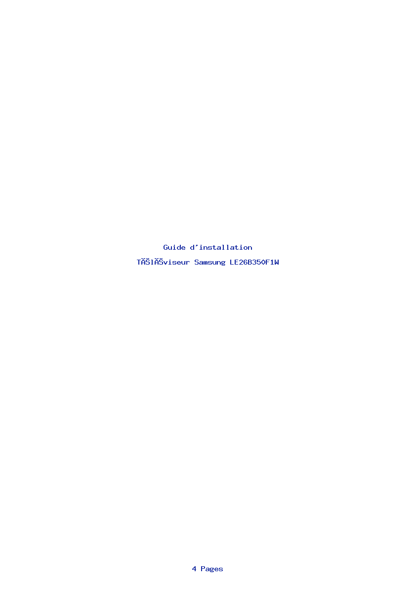 Page 1 de la notice Guide d'installation Samsung LE26B350F1W
