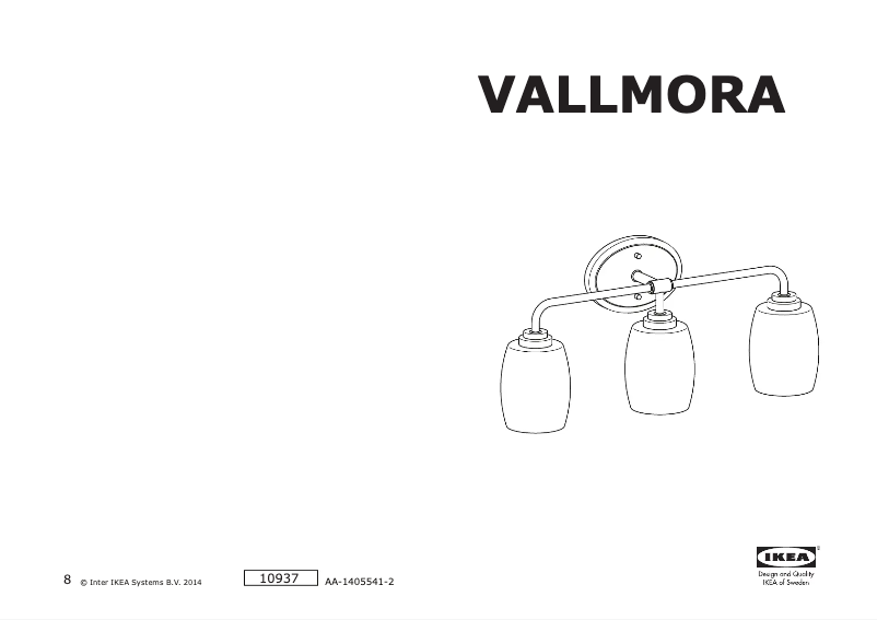 Page 1 de la notice Manuel utilisateur Ikea VALLMORA 803.069.40