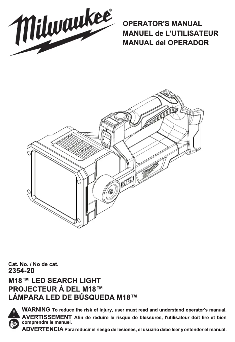 Page 1 de la notice Manuel utilisateur Milwaukee M18 2354-21