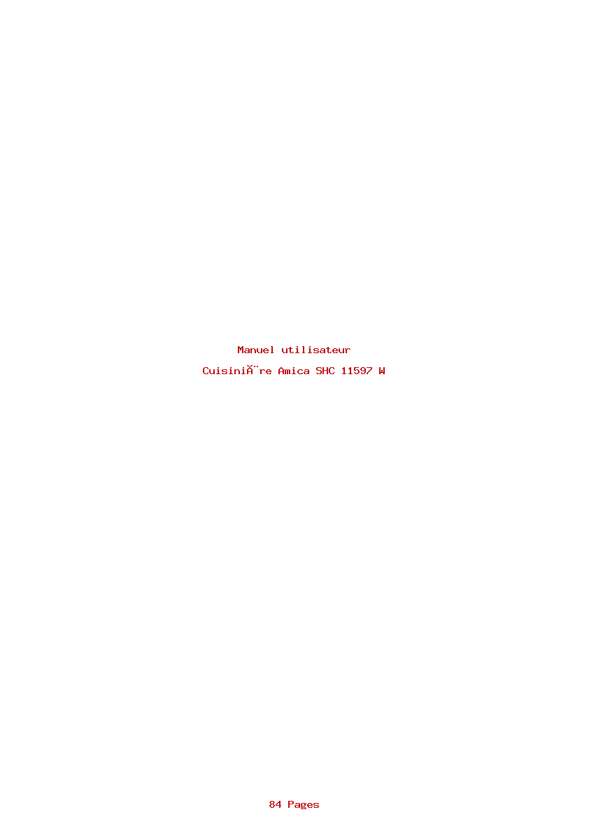 Page 1 de la notice Manuel utilisateur Amica SHC 11597 W