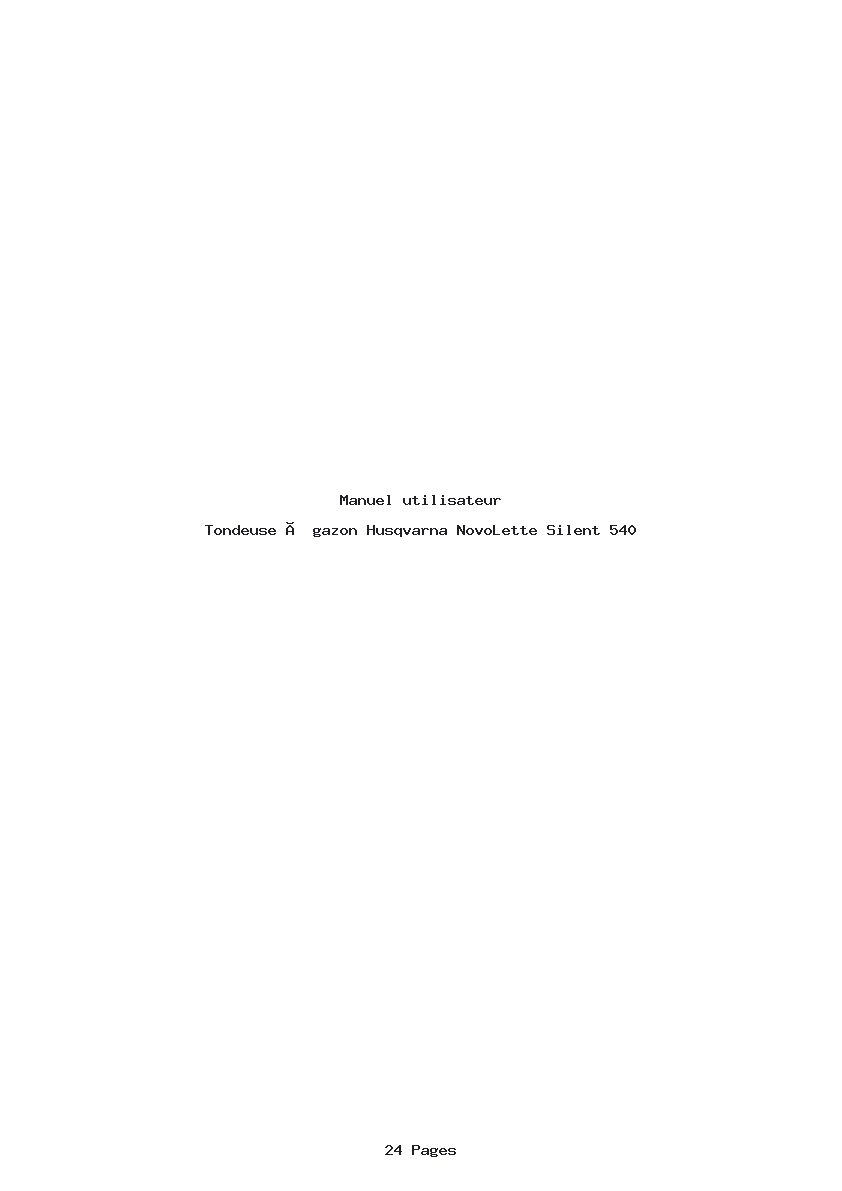 Page 1 de la notice Manuel utilisateur Husqvarna NovoLette Silent 540